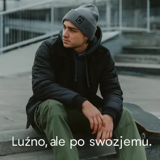 Unisex Czapka Zimowa Szara W459A Beanie z Haftem C Streetwear Polar Fashion - 5