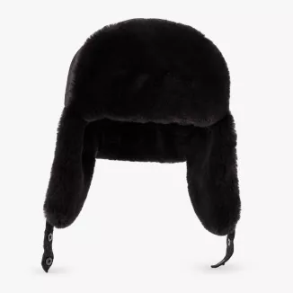 Czapka Zimowa Skórzana Pilotka Uszatka Unisex Mahoniowy Brąz Futro W533H - 8