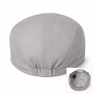 Czapka z daszkiem Kaszkiet Męski Beżowy Lniany Flat Cap Letni Lekki  K309F - 5