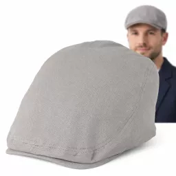 Czapka z daszkiem Kaszkiet Męski Beżowy Lniany Flat Cap Letni Lekki  K309F