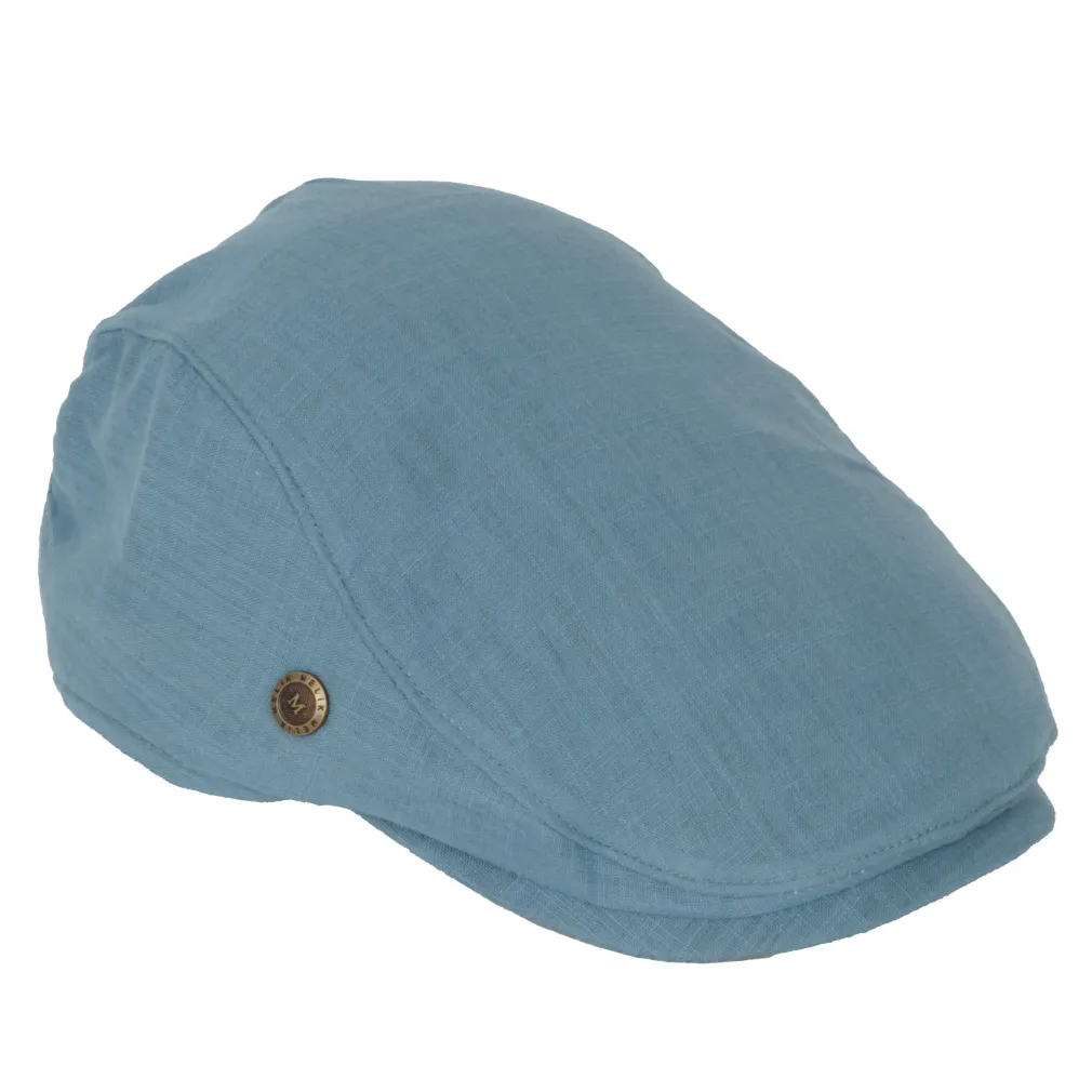 Turkusowy kaszkiet męski lniany r.57–61 – Polar Fashion K212B