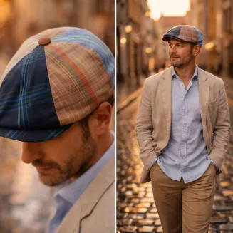 Bawełniany Kaszkiet męski Peaky Blinders SHELBI krata Polar Fashion K303A - 7