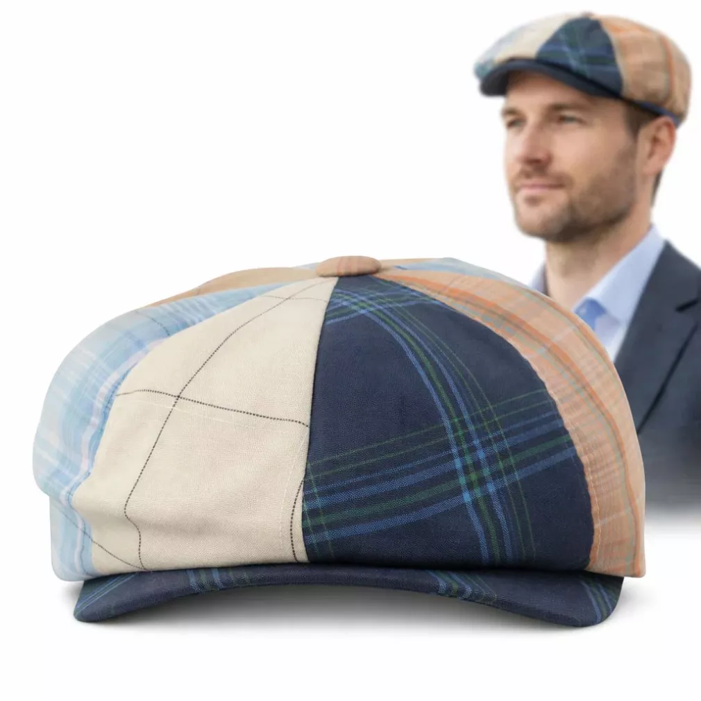 Bawełniany Kaszkiet męski Peaky Blinders SHELBI krata Polar Fashion K303A