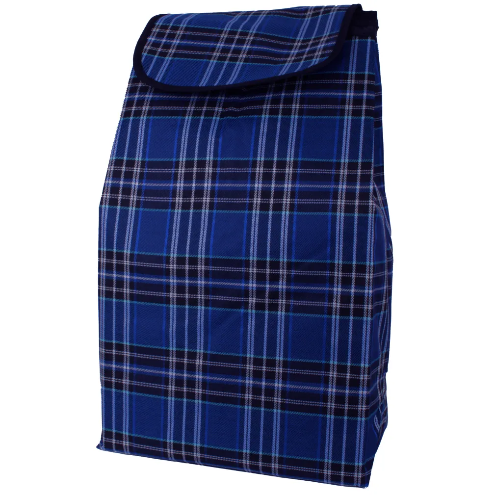 Torba Zakupowa T3B do Wózka 40L Krata Niebiesko-Czarna Polar Fashion