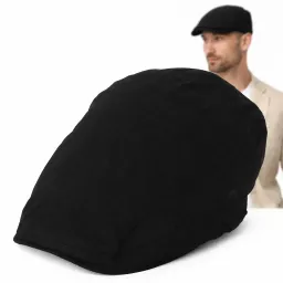 Kaszkiet Męski Czarny Lniany Flat Cap Letni Lekki Przewiewny 57-60 cm K309K