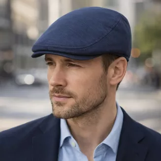 Kaszkiet męski granatowy flat cap bawełniany lekki na lato K306 K 57-59 cm - 5