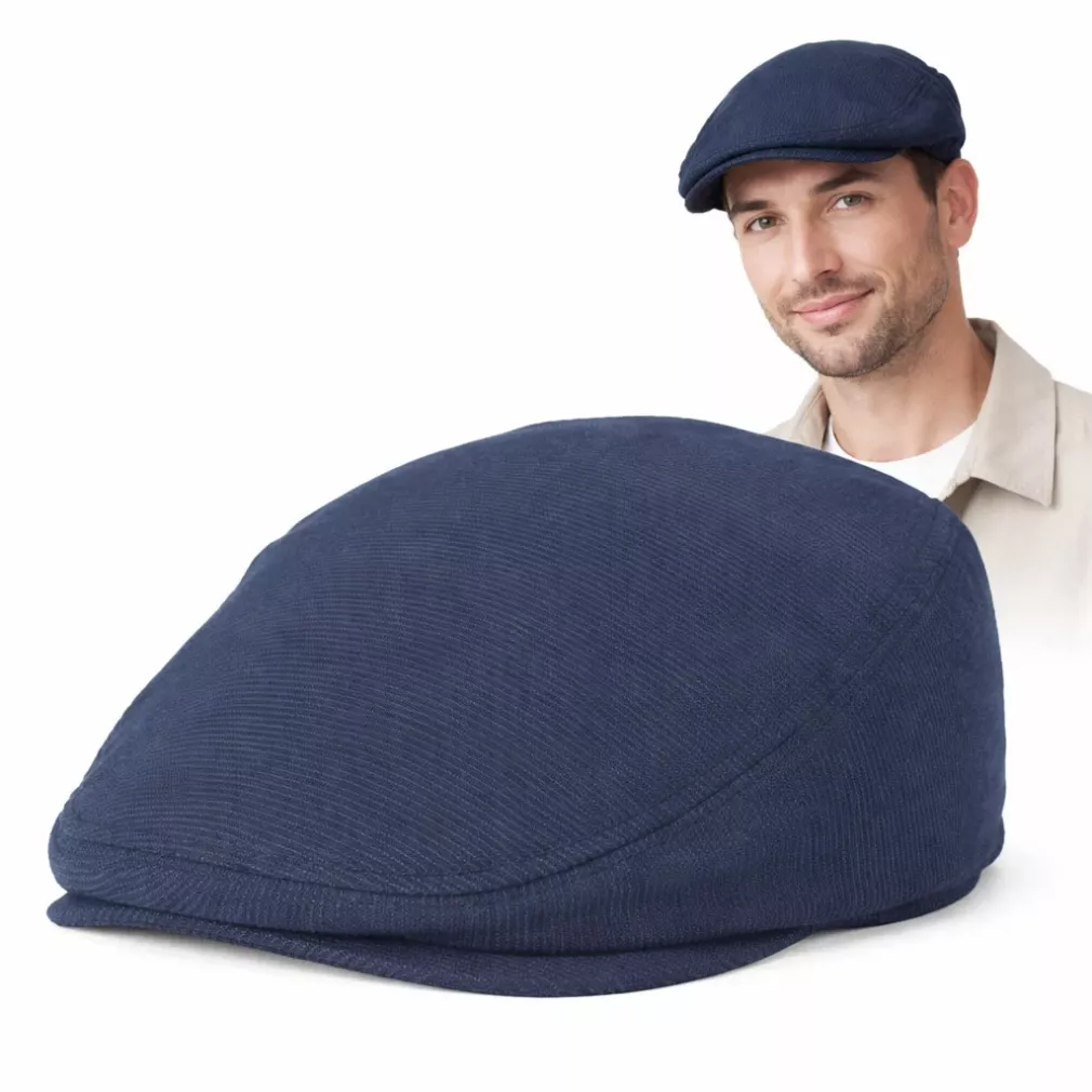 Kaszkiet męski granatowy flat cap bawełniany lekki na lato K306 K 57-59 cm