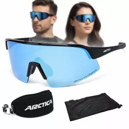 Arctica S340C czarne sportowe okulary rowerowe NIEBIESKA POWŁOKA REVO UV400