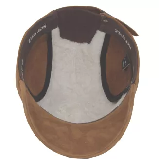 Zamszowa skórzana bejsbolówka męska nubuk ocieplana K295A Polar Fashion - 6