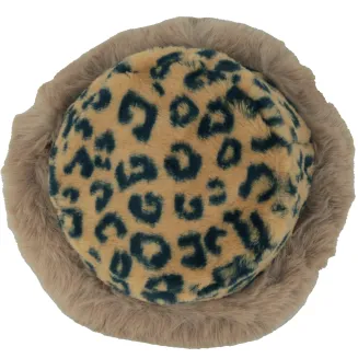 Czapka Zimowa Damska W517E Futrzany Bucket Hat Panterka Beżowa z Cętkami - 3