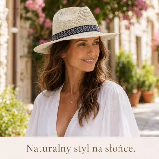 beżowy Stylowy Letni Kapelusz Panama – Polar Fashion R231C - 5