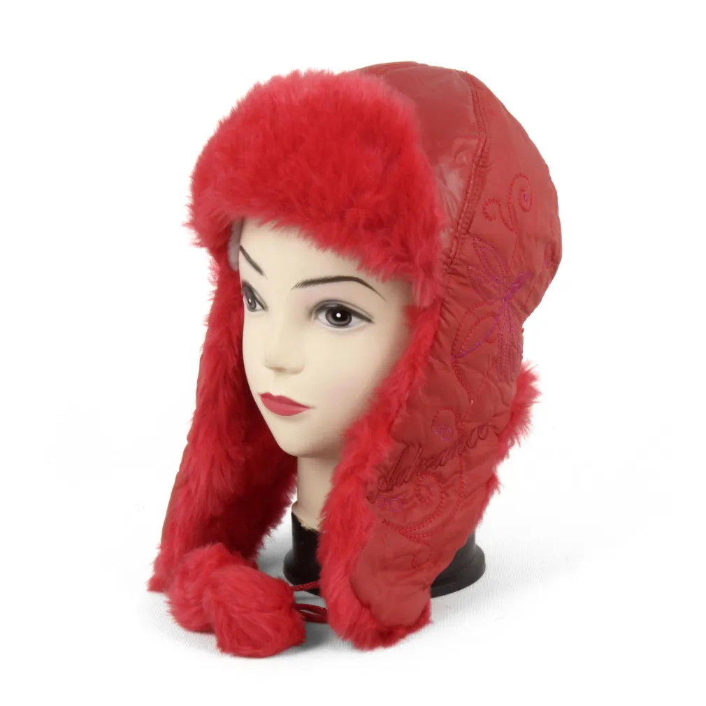 W234C Red Eared Winter Hat Warm With Embroidered Pattern