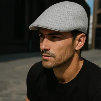 Polar Fashion K264B na gorące letnie dni przewiewny popielaty kaszkiet męski - 6