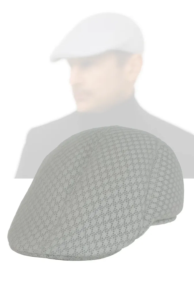 Polar Fashion K264B na gorące letnie dni przewiewny popielaty kaszkiet męski