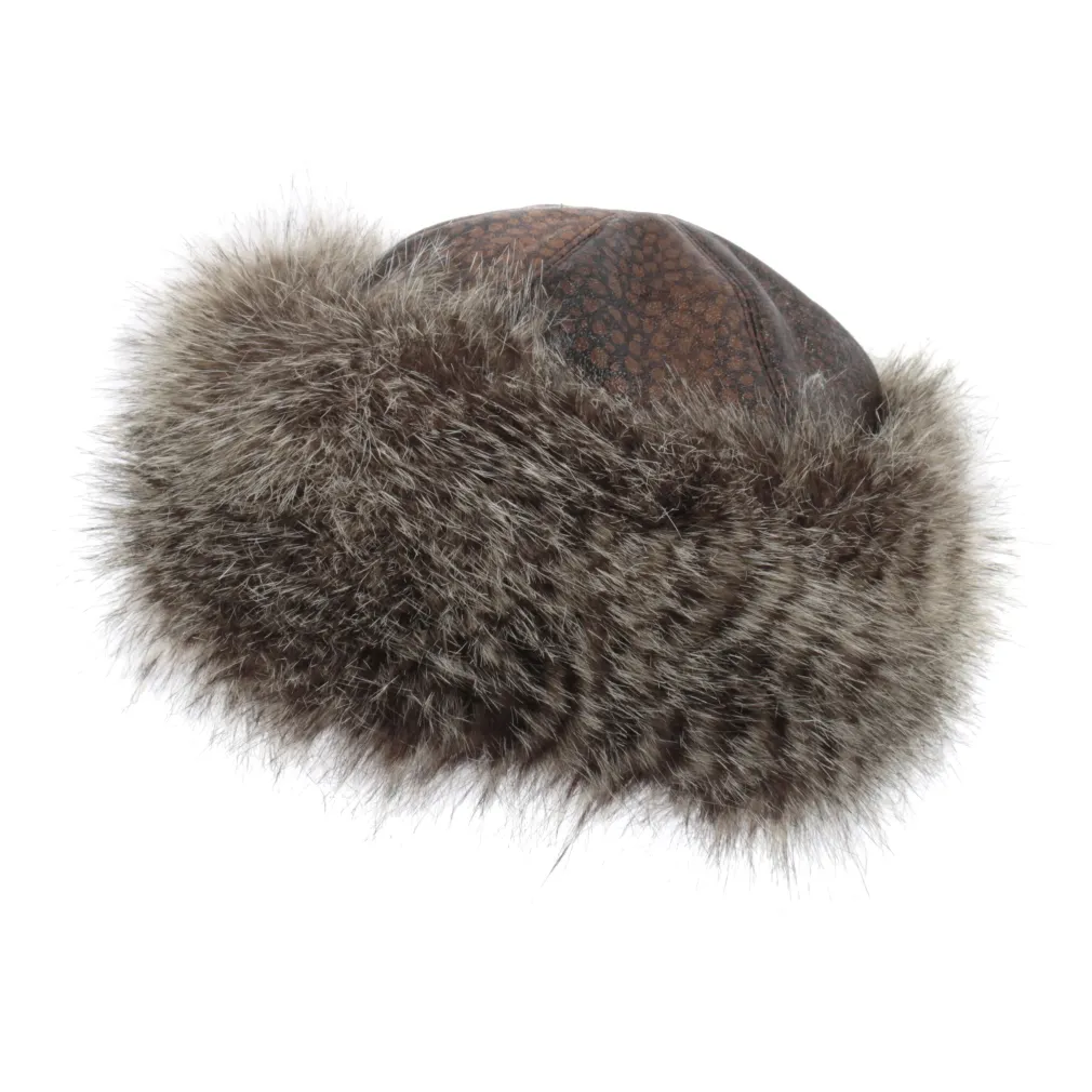 W164E Brown Striped Winter Hat Beanie Warm Haker