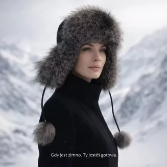 Pilotka damska skórzana zimowa z naturalnym futrem Polar Fashion W526C L/XL - 6