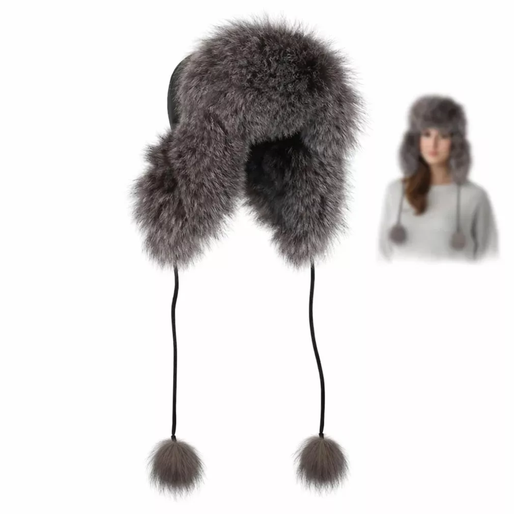 Pilotka damska skórzana zimowa z naturalnym futrem Polar Fashion W526C L/XL