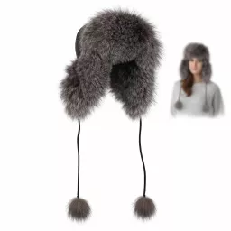 Pilotka damska skórzana zimowa z naturalnym futrem Polar Fashion W526C L/XL