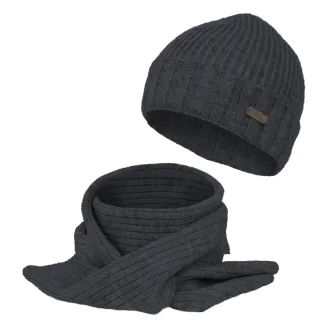 Komplet Zimowy Unisex Grafitowy Czapka Szalik W474B Polar Fashion Ciepły - 2