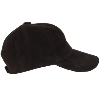 Czapka Skórzana Zamszowa Ocieplana Bejsbolówka Ciemnobrązowa K265G Polar Fashion - 2