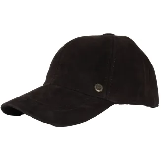 Czapka Skórzana Zamszowa Ocieplana Bejsbolówka Ciemnobrązowa K265G Polar Fashion - 3