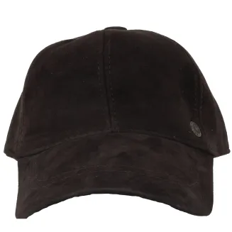 Czapka Skórzana Zamszowa Ocieplana Bejsbolówka Ciemnobrązowa K265G Polar Fashion - 4