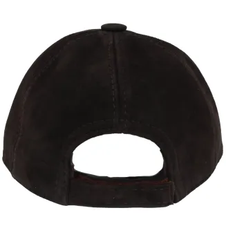 Czapka Skórzana Zamszowa Ocieplana Bejsbolówka Ciemnobrązowa K265G Polar Fashion - 5