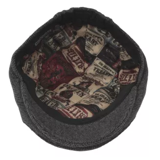 Kaszkiet Męski Grafitowy Jodełka z Wełną Ocieplany Klasyczny Flat Cap K323A - 8