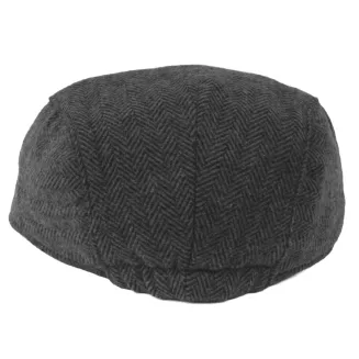 Kaszkiet Męski Grafitowy Jodełka z Wełną Ocieplany Klasyczny Flat Cap K323A - 7
