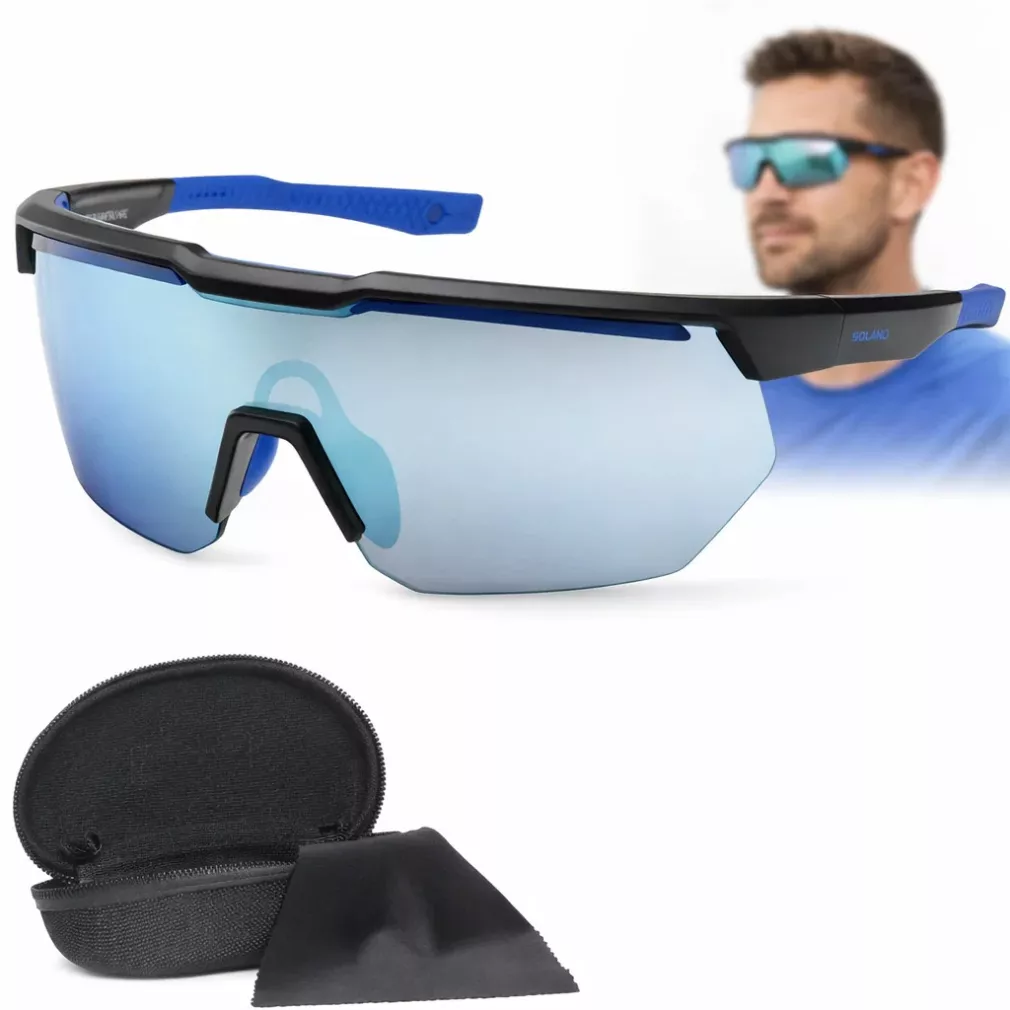 Biegowe trekkingowe sportowe czarne  okulary UV400 Silver  Solano SP60030B