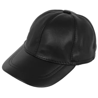 Czarna skórzana czapka bejsbolówka męska z osłoną uszu K298C Polar Fashion - 3