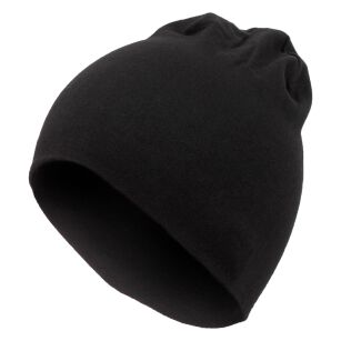 W382A Czarna Przejściowa czapka dziecięca beanie gładka dresowa