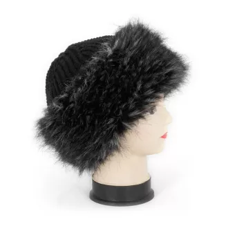 W168C Czarno-szara Czapka zimowa toczek niegryząca ciepła - 3