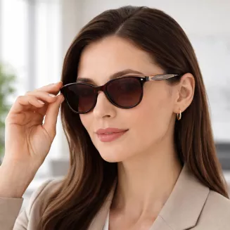 Okulary damskie 2w1 clip-on polaryzacja UV400 Brązowe Solano CL90304C - 8