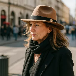 Kapelusz damski Panama Fedora brązowy R239A Polar Fashion – elegancki 57cm - 5