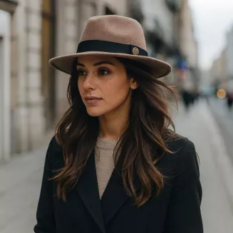 Kapelusz damski Panama Fedora brązowy R239A Polar Fashion – elegancki 57cm - 6