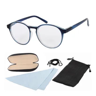 Okulary korekcyjne 2940 Niebieskie plusy do czytania etui