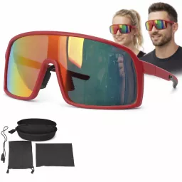 Sportowe Okulary Polaryzacyjne Rowerowe Bieganie Lustrzanki UV400 Czerwone