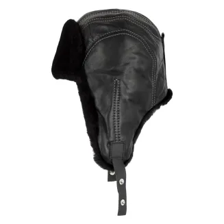 W448H Winter Long-Eared Pilot Hat Made Of Natural Leather - 3