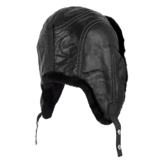W448H Winter Long-Eared Pilot Hat Made Of Natural Leather - 4