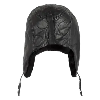W448H Winter Long-Eared Pilot Hat Made Of Natural Leather - 5