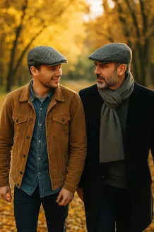 Stylowy Kaszkiet Męski Ocieplany w Jodełkę Szary K279 Polar Fashion & Klasa - 7
