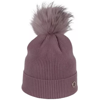 Czapka damska zimowa wrzosowa W525G z futrzanym pomponem Polar Fashion - 2