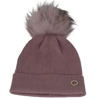 Czapka damska zimowa wrzosowa W525G z futrzanym pomponem Polar Fashion - 3