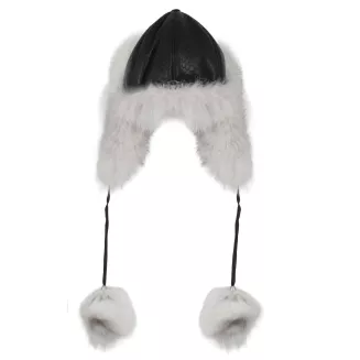 Luksusowa damska pilotka skórzana z futrem, czarna W526D Polar Fashion - 2