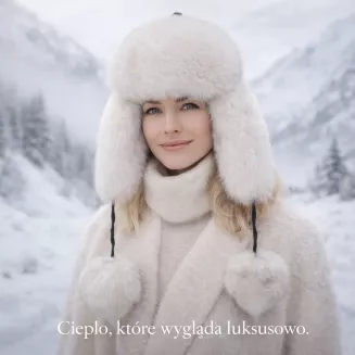 Luksusowa damska pilotka skórzana z futrem, czarna W526D Polar Fashion - 7