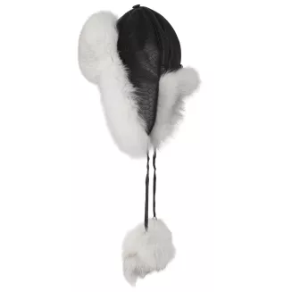 Luksusowa damska pilotka skórzana z futrem, czarna W526D Polar Fashion - 5