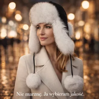 Luksusowa damska pilotka skórzana z futrem, czarna W526D Polar Fashion - 8