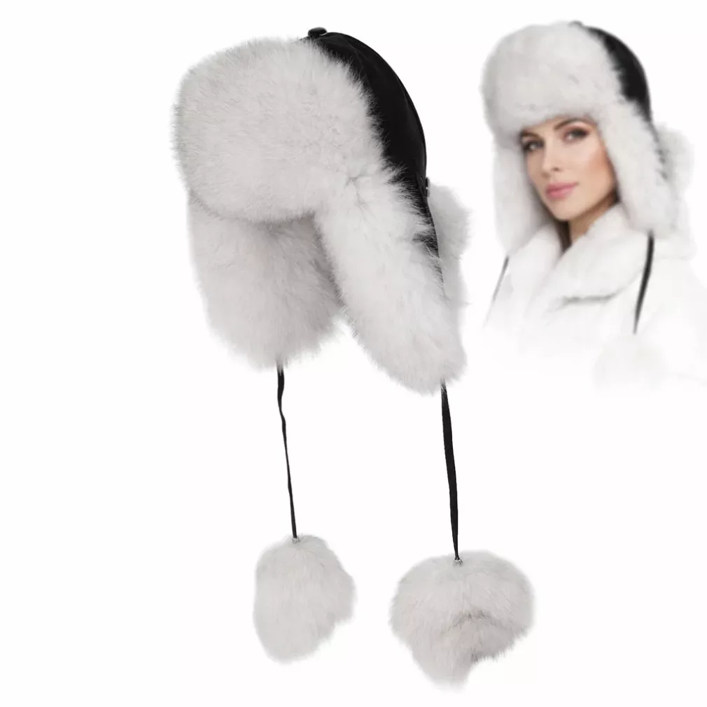 Luksusowa damska pilotka skórzana z futrem, czarna W526D Polar Fashion