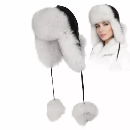 Luksusowa damska pilotka skórzana z futrem, czarna W526D Polar Fashion